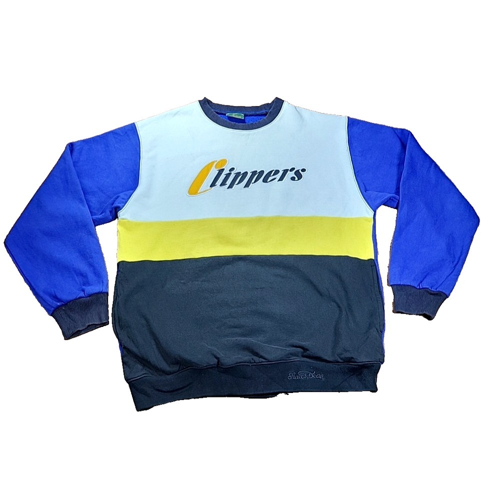 Vtg Clippers Color Block Sweatshirt Stall &‎ Dean Men's Size 2XL Streetwear Blue